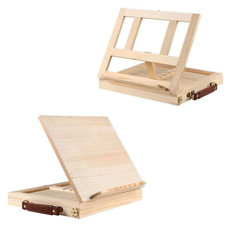 

Wooden Easel Painting Easel Artist Desk Easel Portable Miniature Desk Folding Easel Table Box Oil Paint Accessories Art Supplies