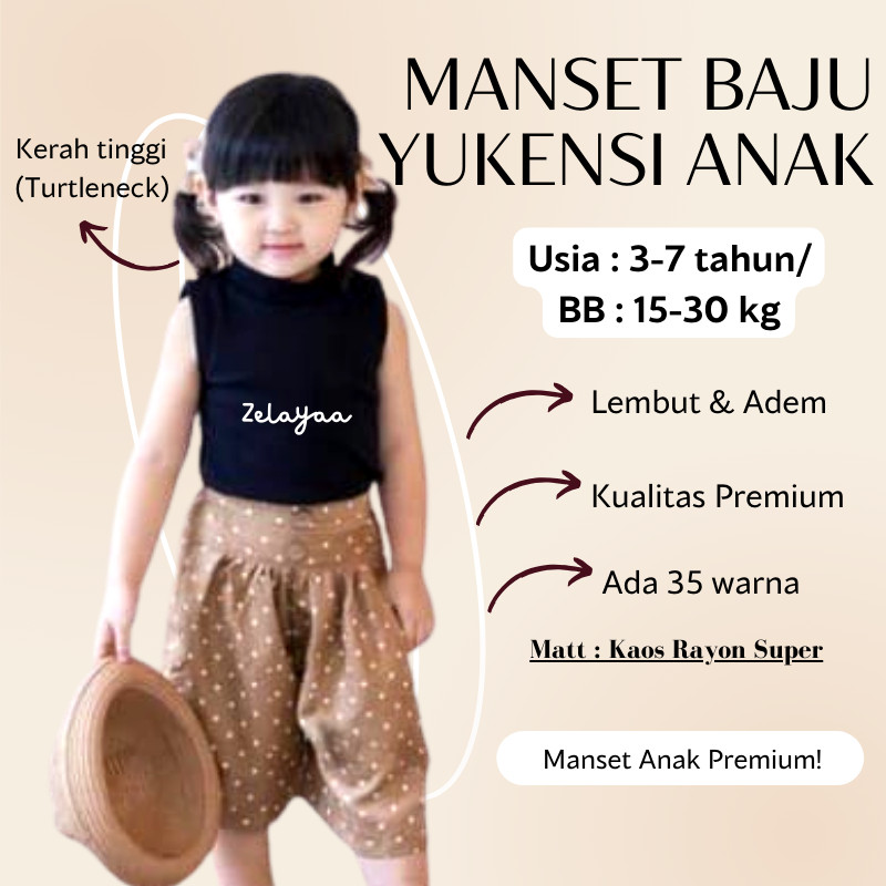 Manset Anak TK Perempuan Lengan Pendek Bahan Kaos Yukensi Lengan Buntung