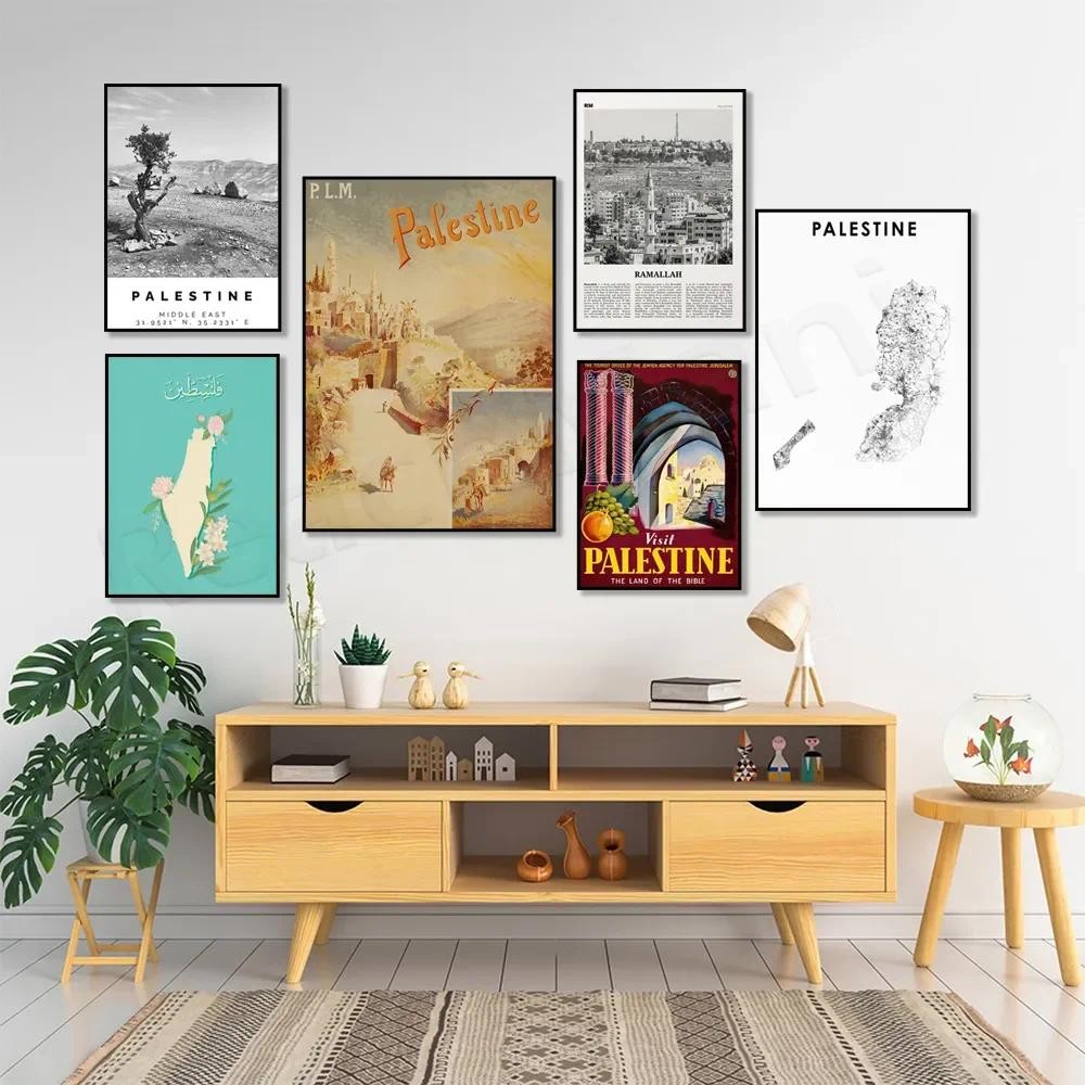 

Palestine poster, Palestine map road map, Ramallah black and white print, Bethlehem Palestine map, Palestine travel poster