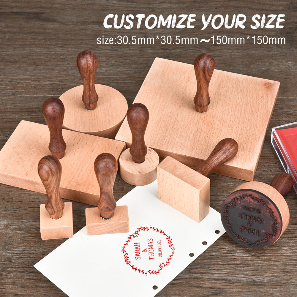 

Custom Wooden Seal Stamp Large Handmade Wood Letter Stamp Logo For Invite Stationery Craft Wedding Stamps Party Decoration