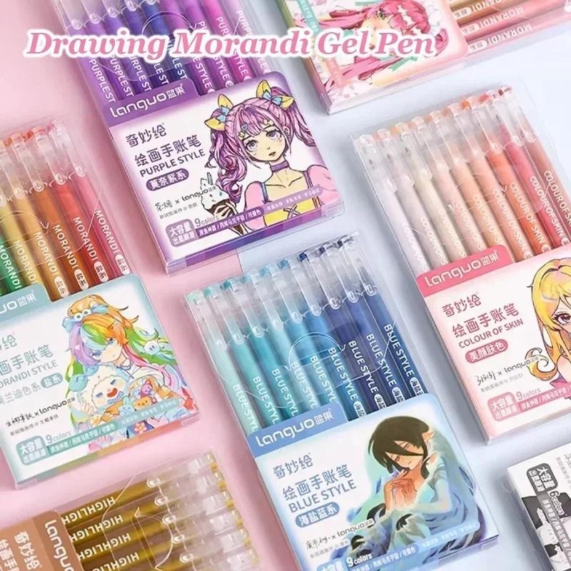 

198/6 PCS Kawaii Morandi Gel Pen For Drawing Highlighter Student Diary Painting Cute School Office Supplies Aesthetic stationery