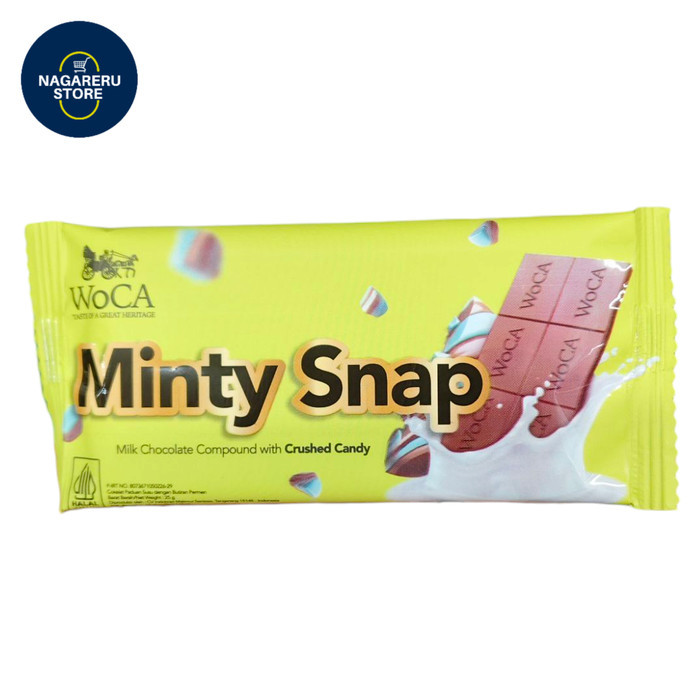 

Woca minty snap milk chocolate compound with crushed candy 25gr