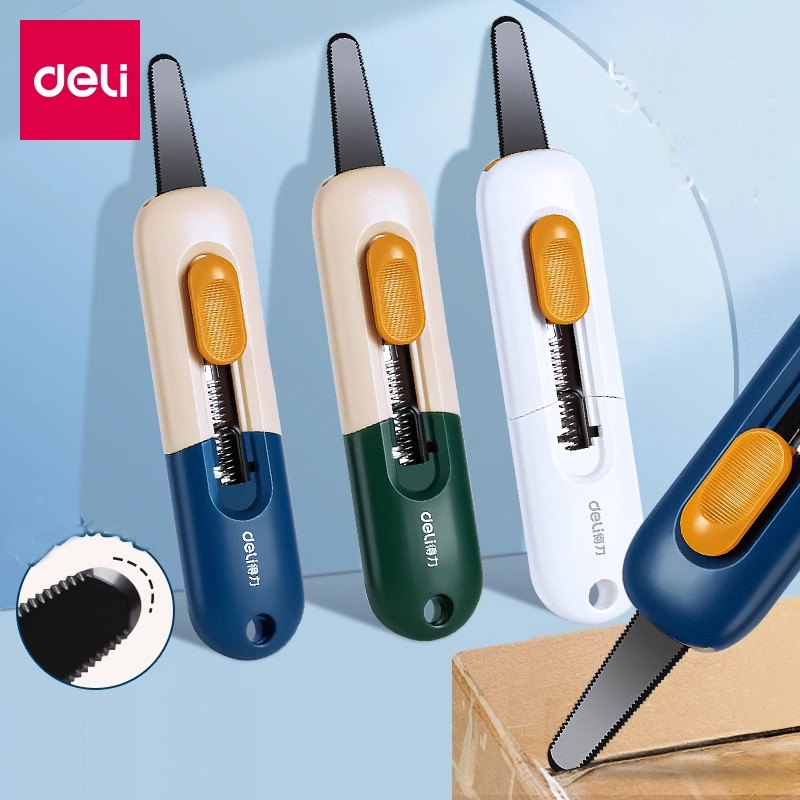 

Deli Safe Box Opener Tool Multipurpose Utility Package Cutter Safe Non-Stick Black Fluorine Coated Knife Perfect for Home Office