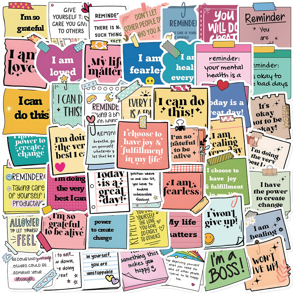

50PCS Self Affirmation Motivational Labels Stickers DIY Motorcycle Scooter Bike Skateboard Laptop Graffiti Vinyl Sticker