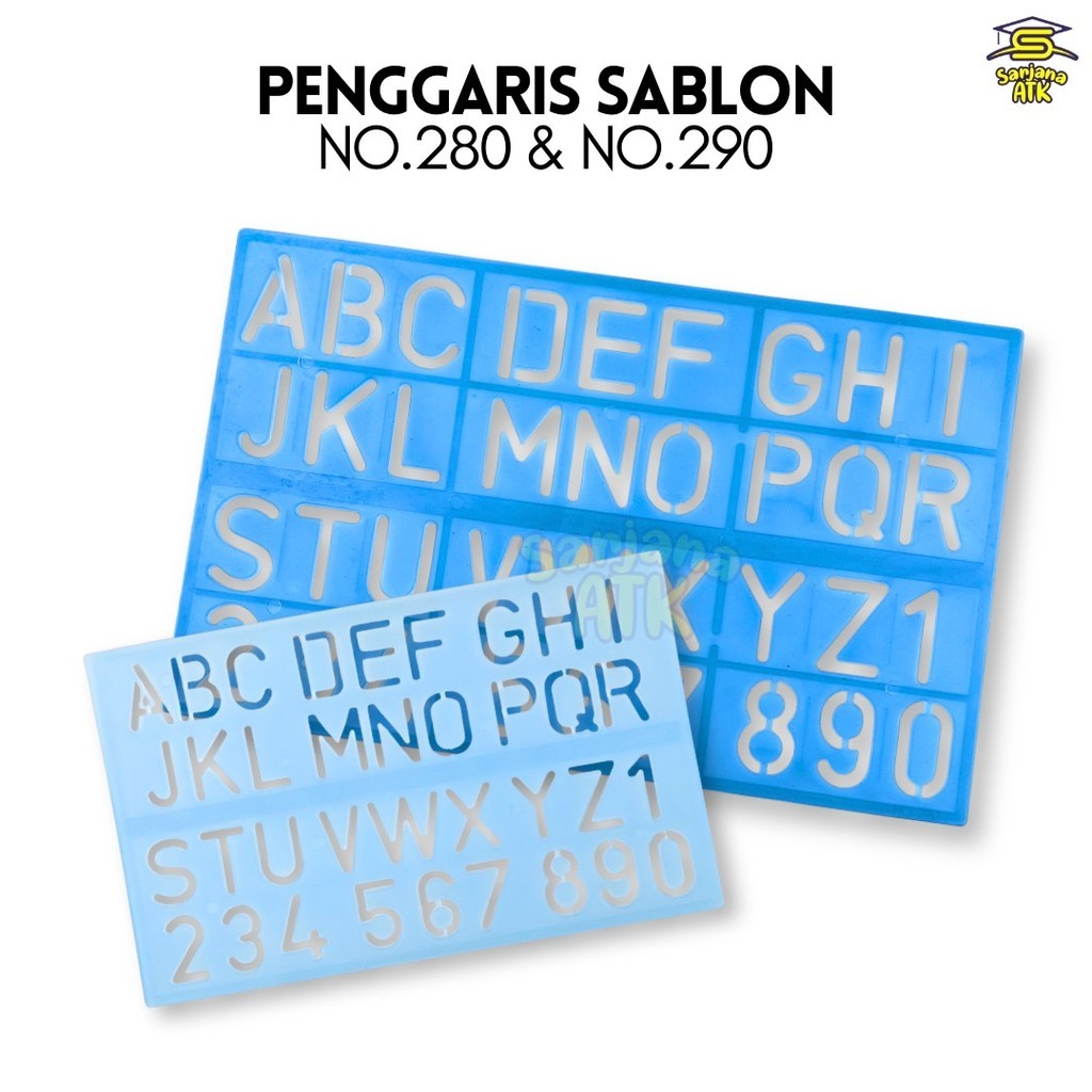 

Penggaris Sablon / Penggaris Mal Cetak Angka Huruf Besar Kecil No.280 & No.290