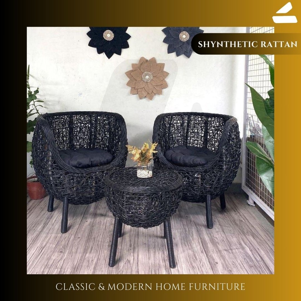 SET KURSI TERAS TAMU BREKELE ROTAN SINTETIS / KURSI TERAS INDOOR DESAIN MINIMALIS