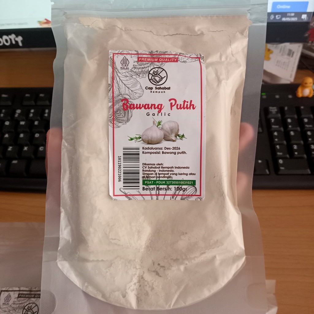 

Cap Sahabat Bubuk Kunyit,Lada Hitam,Ketumbar,Bawang Putih,Kari,Jahe Merah 100gr