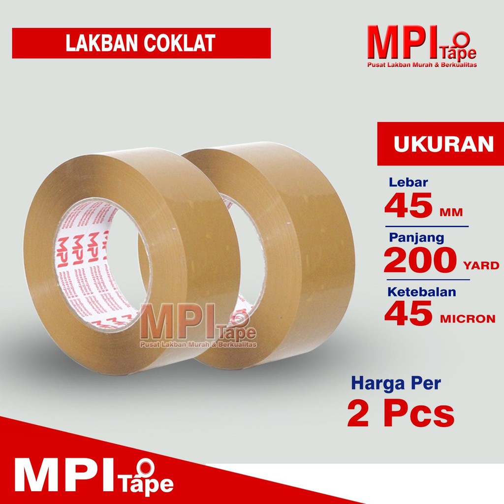 

2 Pcs - Lakban Coklat 45 mm x 200 Yard - Lakban Packing Hemat & berkualitas - MPI