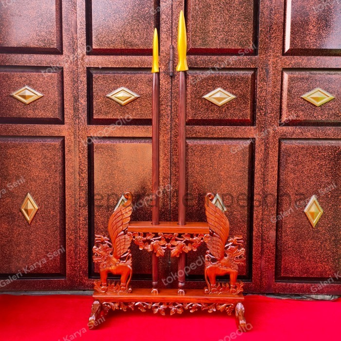 Jagrak Pusaka Custom Isi 2 Ukiran Singo Barong Singa Terbang Kayu Jati