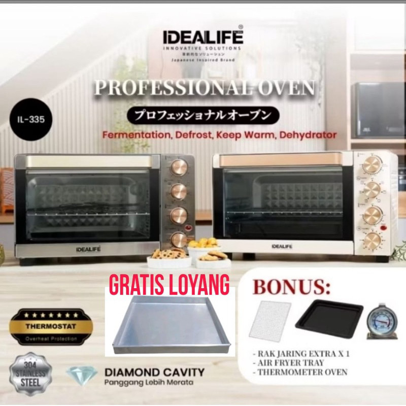 Oven Air Fryer Idealife NEW Termometer IL 335 35 Liter Oven Pemanggang Rotiserrie IL-335 Air Fryer I