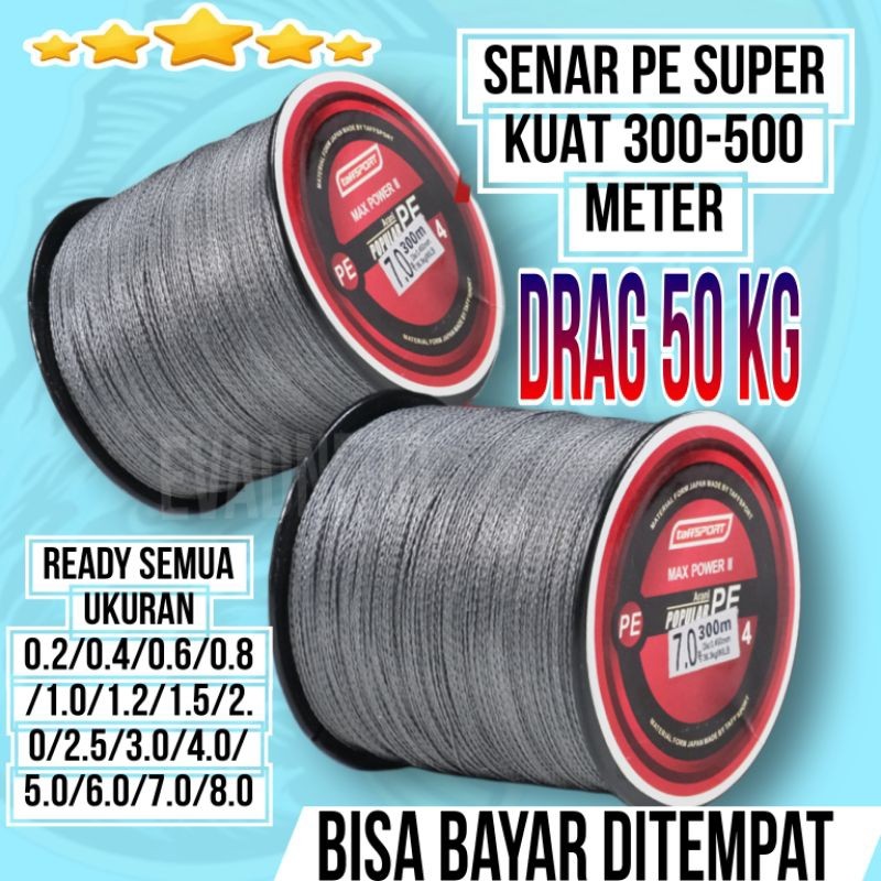 SENAR PE PANCING 300-500M TERMURAH Kuat Senar Pancing Anti Kriting Senar Kecil Drag 50 Kg