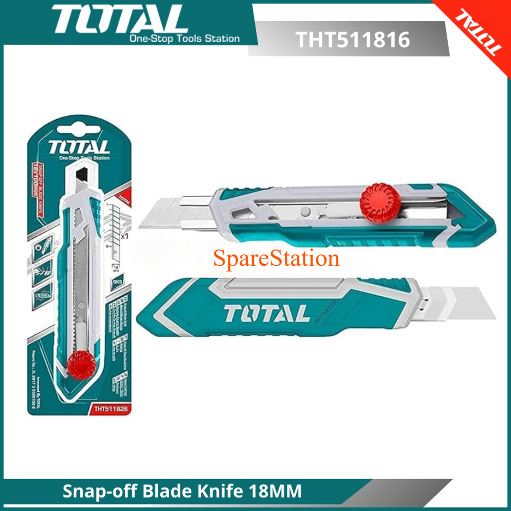 

TOTAL THT511816 Pisau Cutter 18mm Snap-off Blade Knife 18 MM