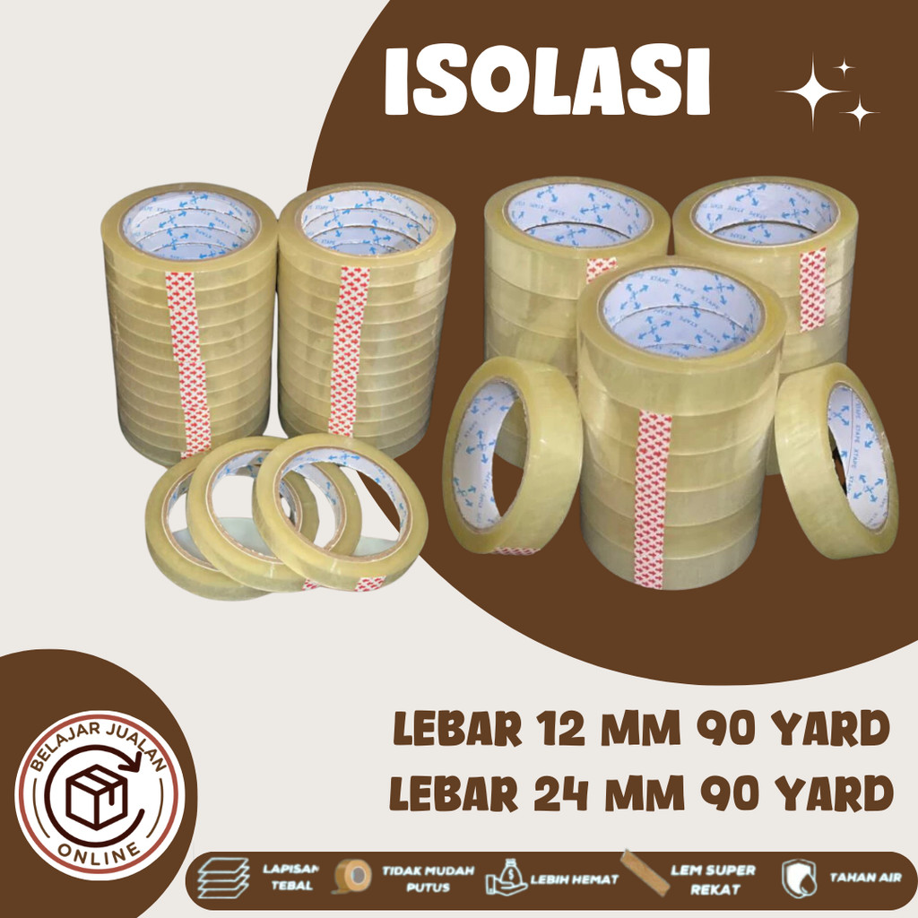 

Selotip / Isolasi bening / lakban kecil / 12 mm - 24 mm - 70 yard (Satuan) murah, packing, seller
