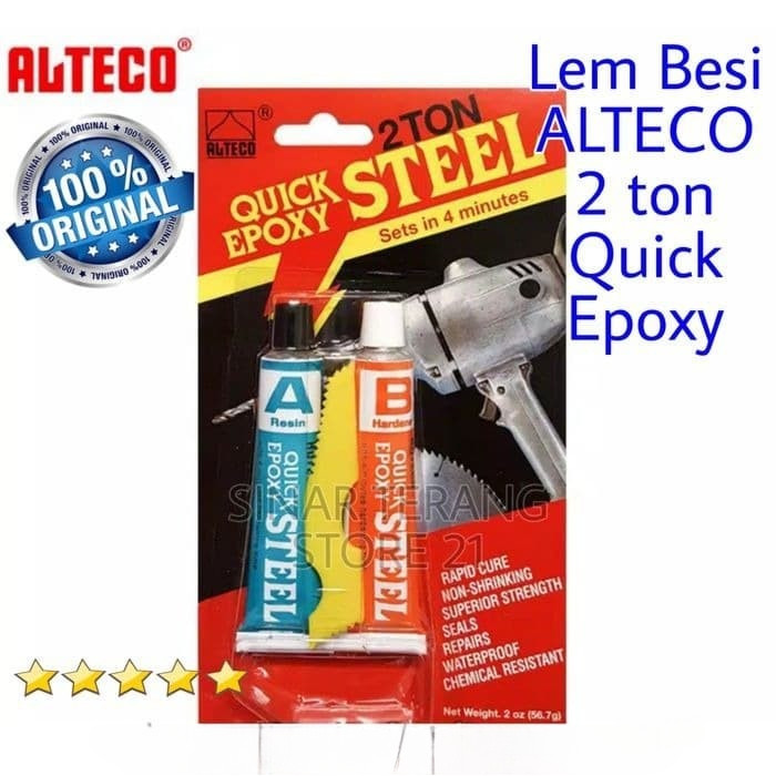 

(DARIN) Lem Besi ALTECO 2 ton Quick Epoxy 4 menit Tahan Suhu Glue Alteko