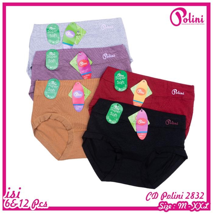 Polini - Paket HEMAT 6&12 Pcs Celana Dalam Katun Spandex  Pendek Wanita Nyaman di pakai POLINI Super