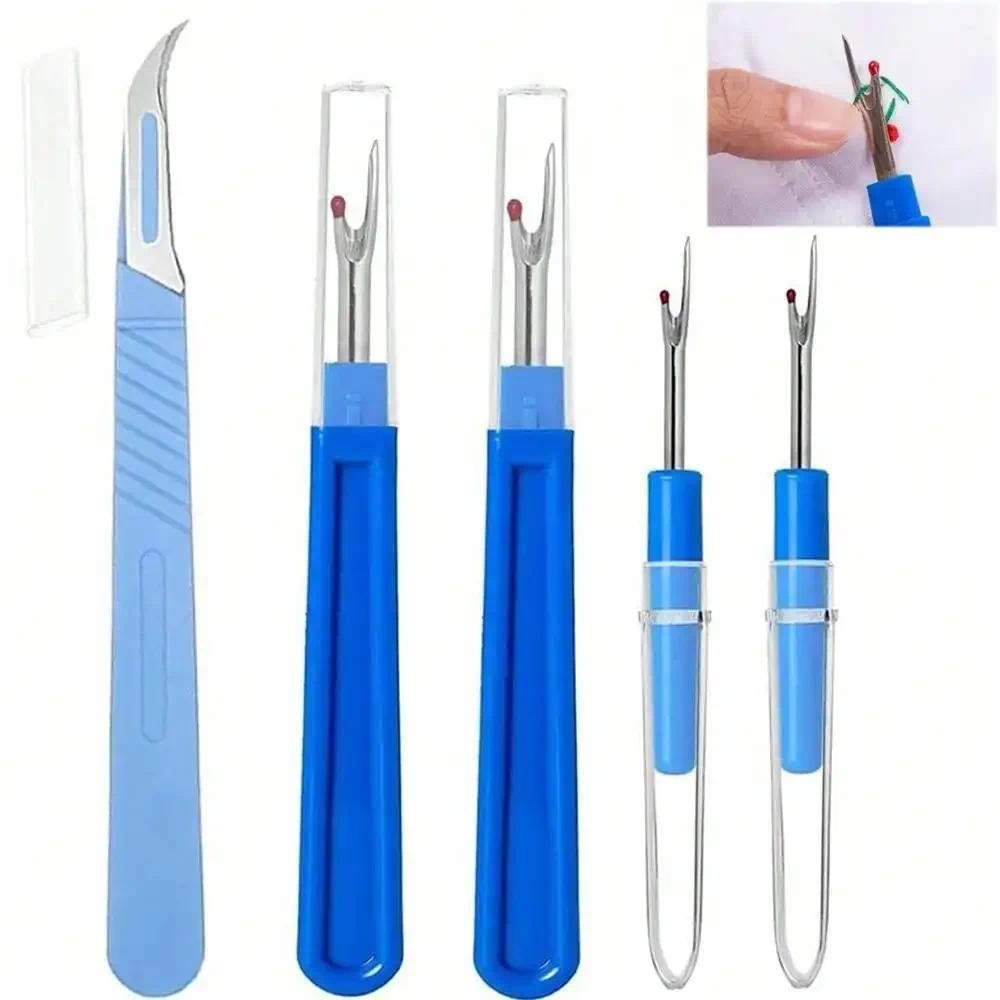 

5PCS Blue Seam Ripper Kit - Stitch Unpicker & Thread Cutter Tool for Sewing, Crafting, Embroidery & Needlework