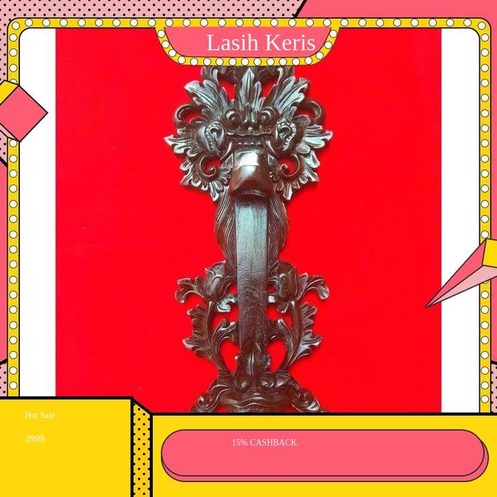 Blawong Keris Model Ukiran Buto Bali Motif Kembang Kayu Jati KRS12