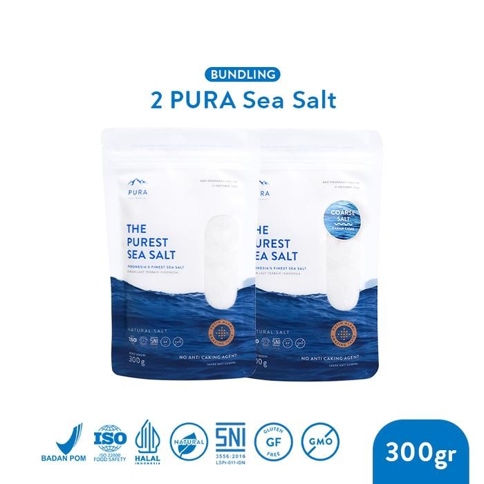 

Pura Sea Salt (300gr) 2 Pcs - Garam Laut - Natural - Tanpa Rafinasi - Rendah Natrium - Pura sea salt - Halus Kasar