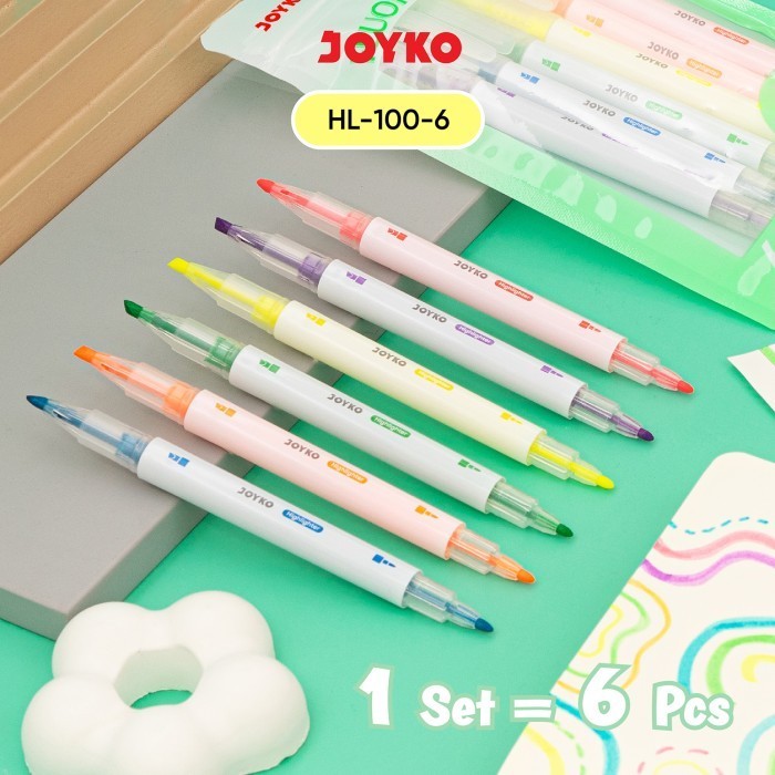 

JOYKO Penanda Berwarna Highlighter HL-100 1 Set 6 Warna Fluorescent