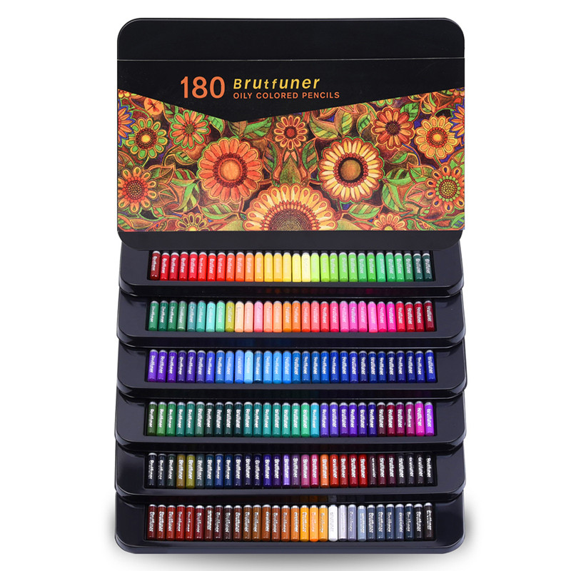 

Brutfuner Multicolour 180 Professional Watercolor Pencil Colour Soft Wood Oil Pencil For School Drawing Sketch Art Supplies