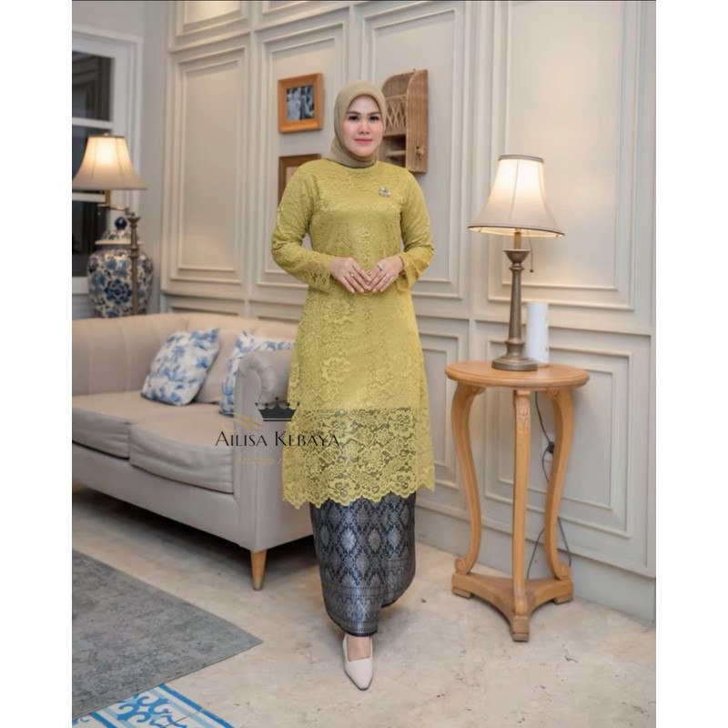 PROMOZONE ai- KEBAYA TUNIK BRUKAT MODERN MIX SONGKET- BAJU KEBAYA MODERN - KEBAYA PESTA - KEBAYA MAL