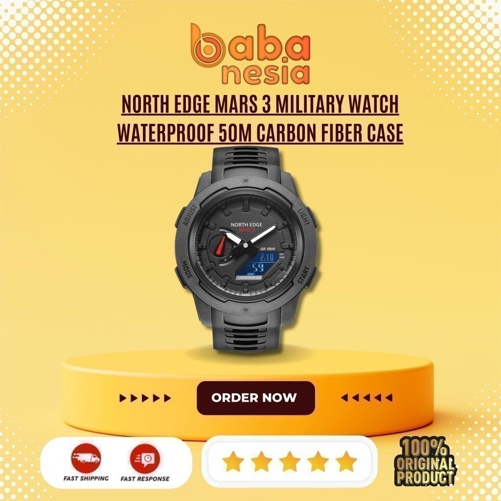 NORTH EDGE MARS 3 Military Watch Waterproof 50M Carbon Fiber Case