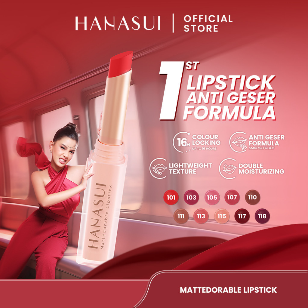 Hanasui Mattedorable Lipstick || Hanasui Mattedorable Lipstick Anti Geser || Lipstick Hanasui 2 Gr