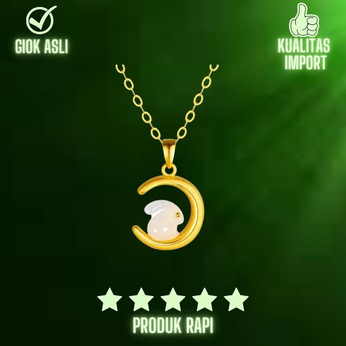 Kalung Batu Giok Wanita Korea Liontin Kelinci Perhiasan Giok Wanita