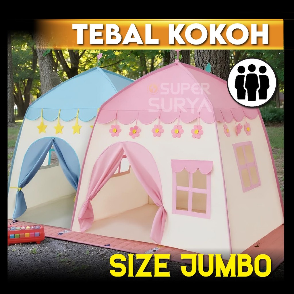 Tenda Anak-anak Jumbo 3-4 Orang Laki-Laki Perempuan Mainan Rumah Tent Playhouse Castle