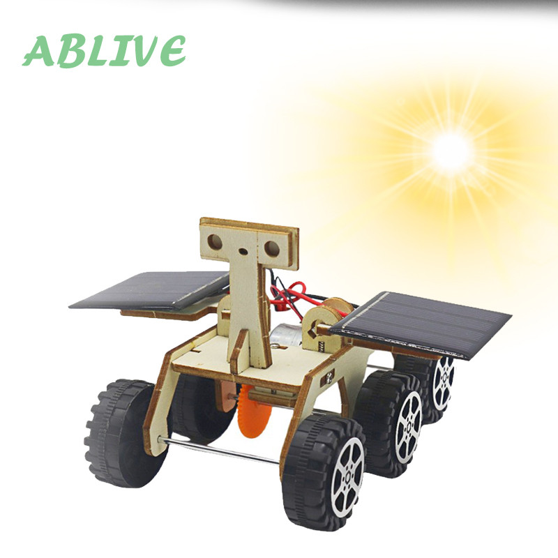 Puzzle Kayu Mobil Mobil Kayu Mainan Solar Panel Mainan Bajak Bulan Mainan Mobil Rakitan DIY Edukasi