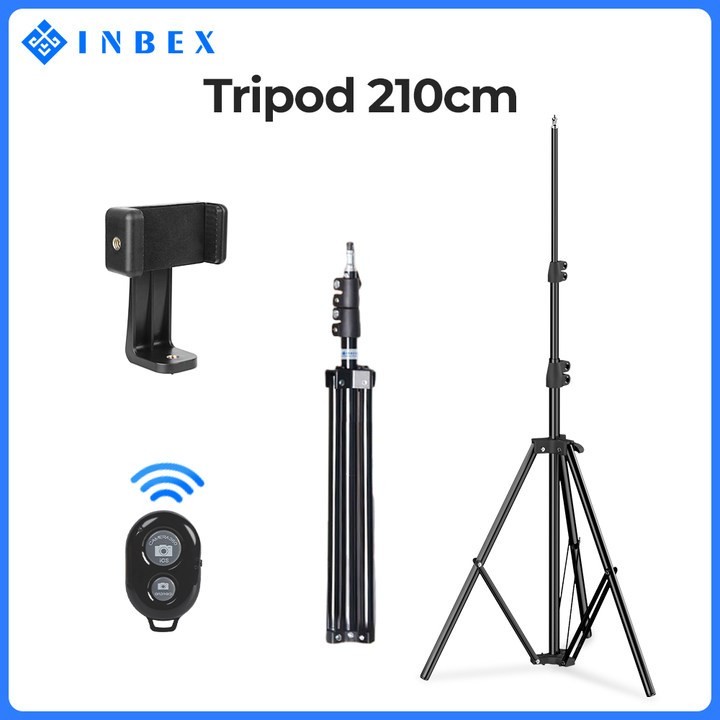 INBEX Tripod handphone+Bluetooth Remote 2.1M Stand Tripod+Holder+Bluetooth with Baut 1/4 Tongsis