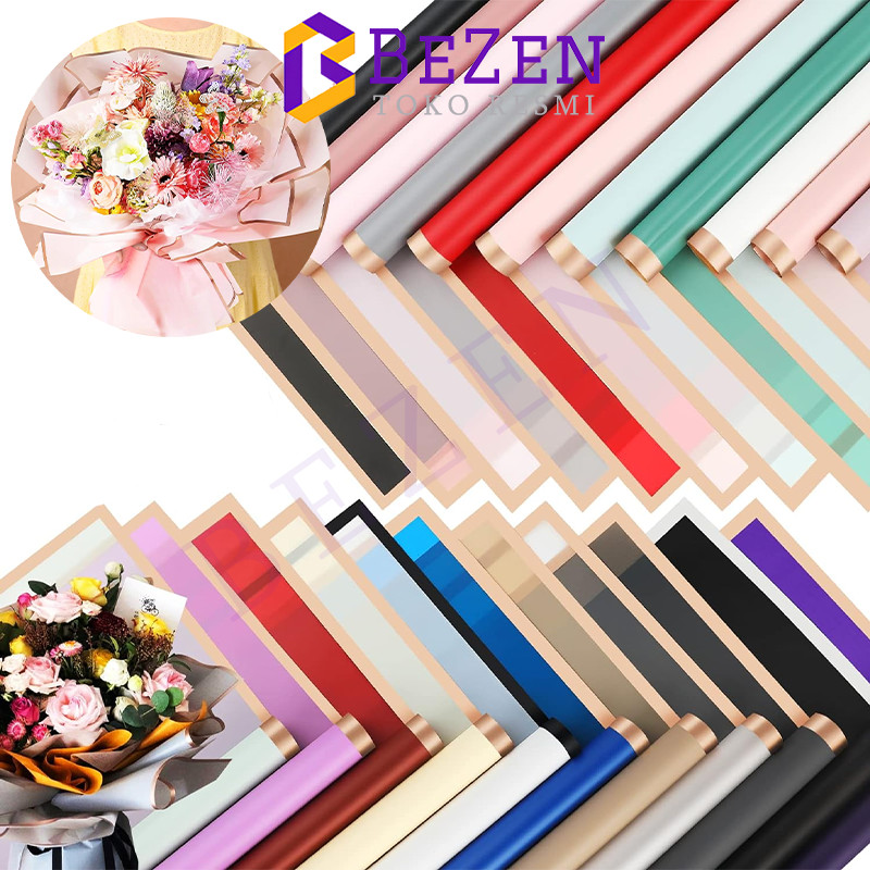 

[20 Lembar] Flower Wrapping Paper Varian List Gold Premium Florist Kertas Buket Bunga Korea Cellophane List Gold Premium / kertas buket