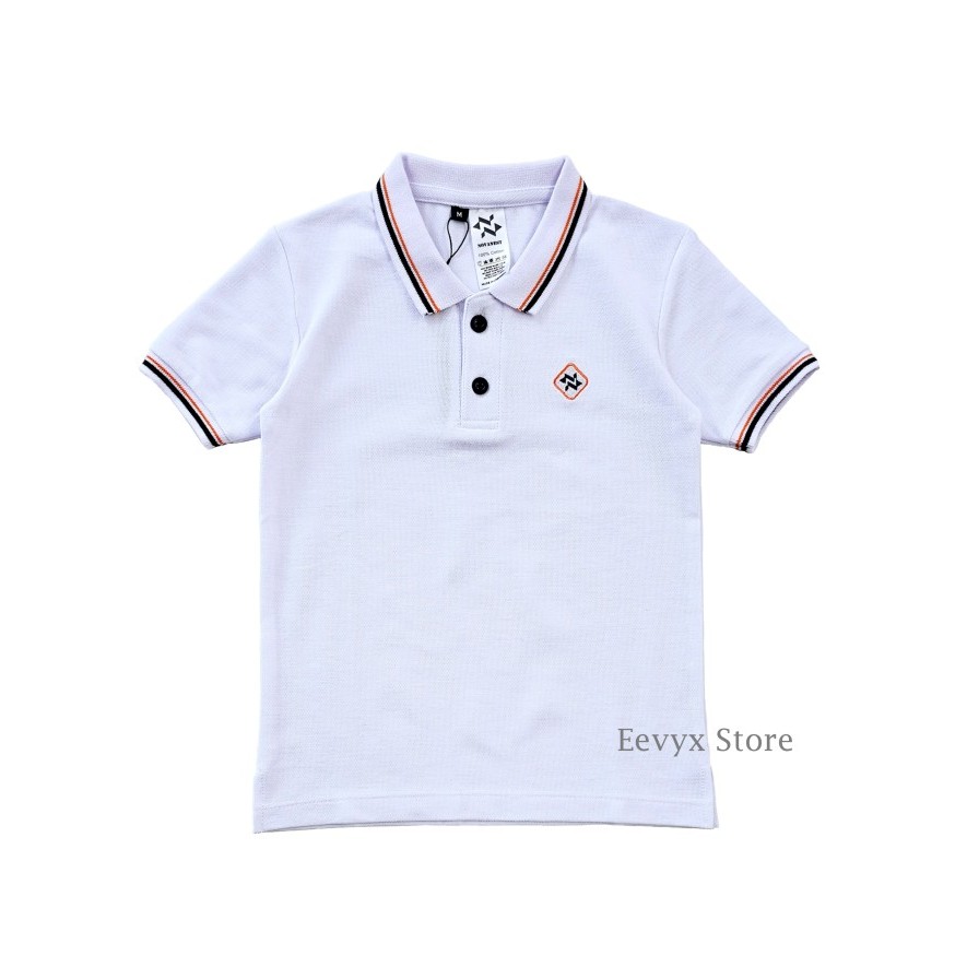 ✨Walhimura✨ -TERBARU Kizzu Baju Polo Shirt / Kaos Polo Kerah Polos Putih Anak Laki Laki - S