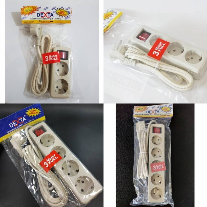 STOP KONTAK DEXTA 2 3 4 5 LUBANG 3METER EXTENSION SOCKET TERMINAL KABEL