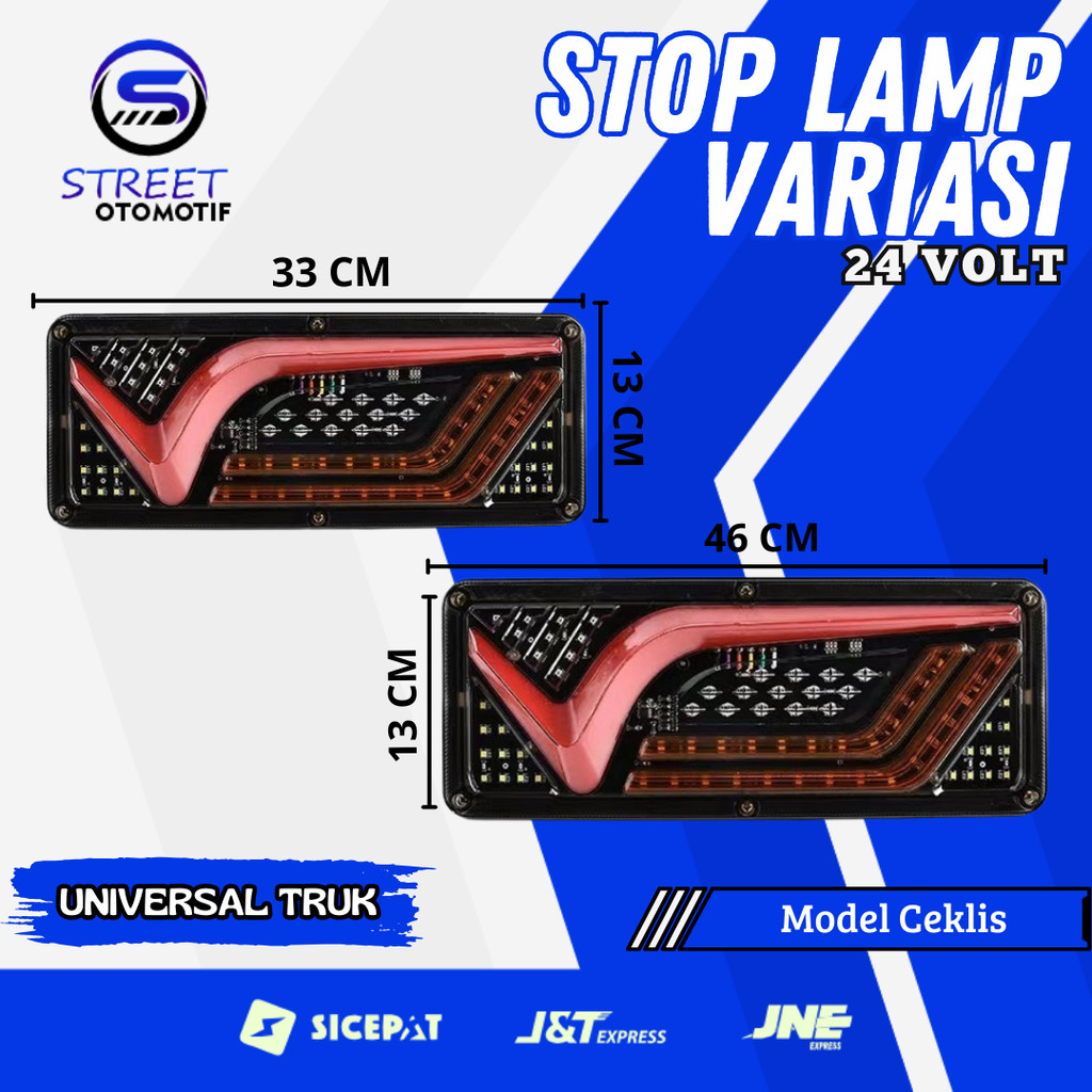Lampu Rem Belakang Truk Variasi 24 Volt Model CEKLIS LED Bulat Sepasang Kiri dan Kanan  SL02