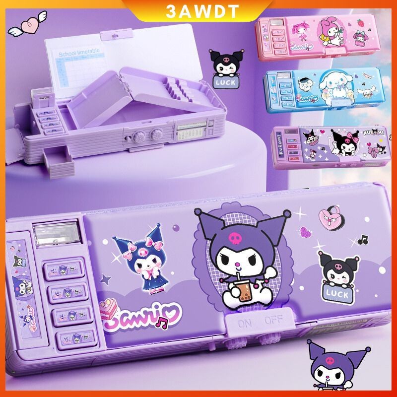 

【COD】Upgrade Kuromi/Melodi Multifungsi Tempat Pensil+Pena yang bisa dihapus /Weterproof Lapisan Ganda Pop-up Mechanical pencil case