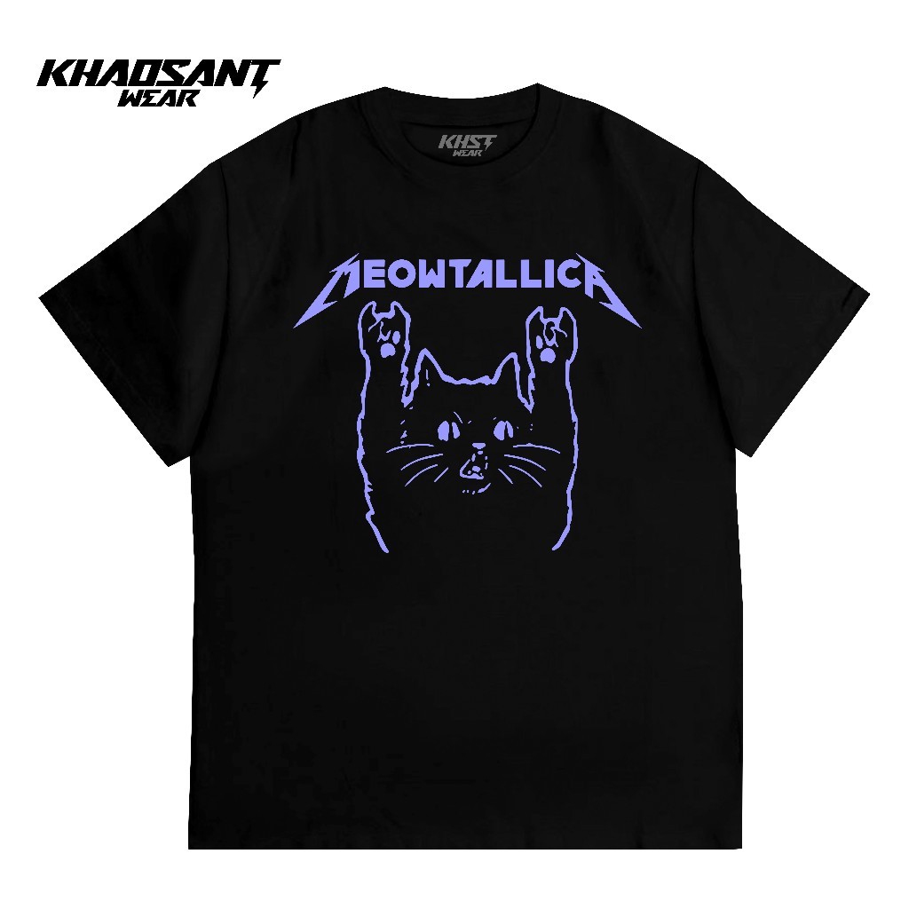 KHAOSANT Kaos Meowtallica | Tshirt Plesetan Metallica | Baju Parodi Lucu Series
