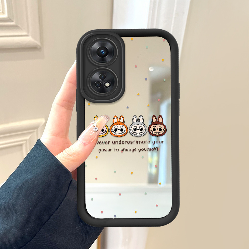 OPPO Reno 8T Cute Labubu Pattern Soft Silicone Mirror Hp Phone Casing Cermin Case Softcase 8046 JZ