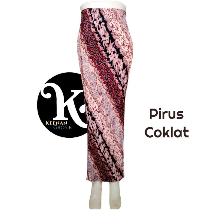 rok plisket batik panjang bawahan kebaya modern motif pirus - PIRUS UNGU