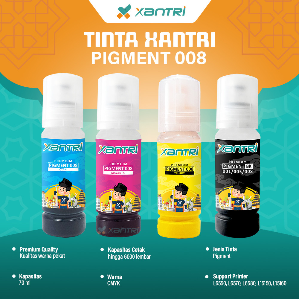 Xantri - Tinta Refill Xantri Pigmen 008 Premium Quality Epsn L15150 L15160 L6550 L6570 Compatible Fo