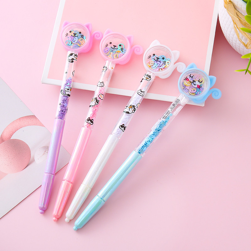 

PULPEN GEL KARAKTER KUCING KAWAII DENGAN MANIK-MANIK GLITTER YANG INDAH DAN AESTHETIC TINTA HITAM