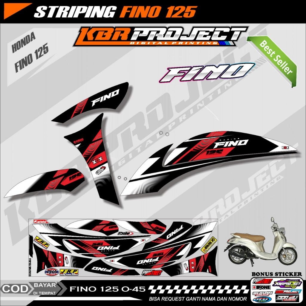 FINO 125 STIKER STRIPING PREMIUM MOTOR KEREN LIS VARIASI (FINO 125) STIKER MOTOR YAMAHA DESAIN RACIN