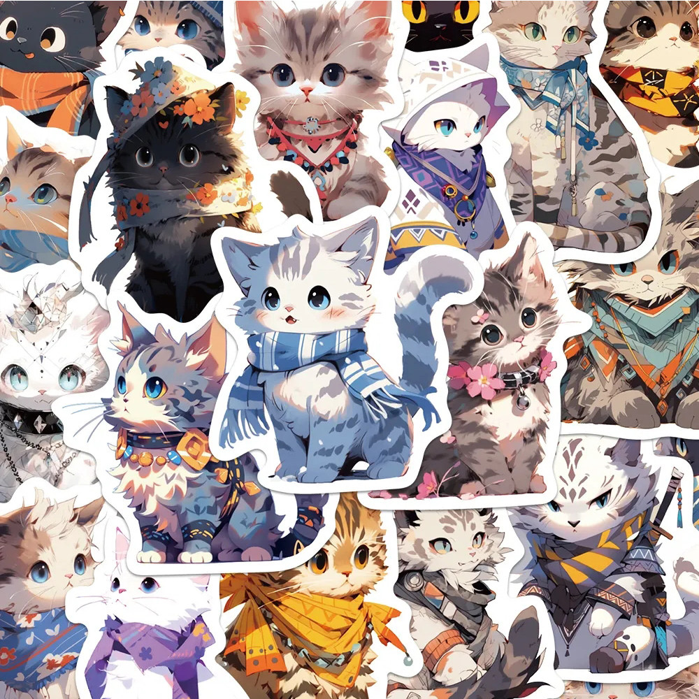 

10/30/50pcs Cute Animal Ethnic Style Cat Stickers Bohemia Cartoon Waterproof Decals DIY Skateboard Phone Luggage Sticker Toys