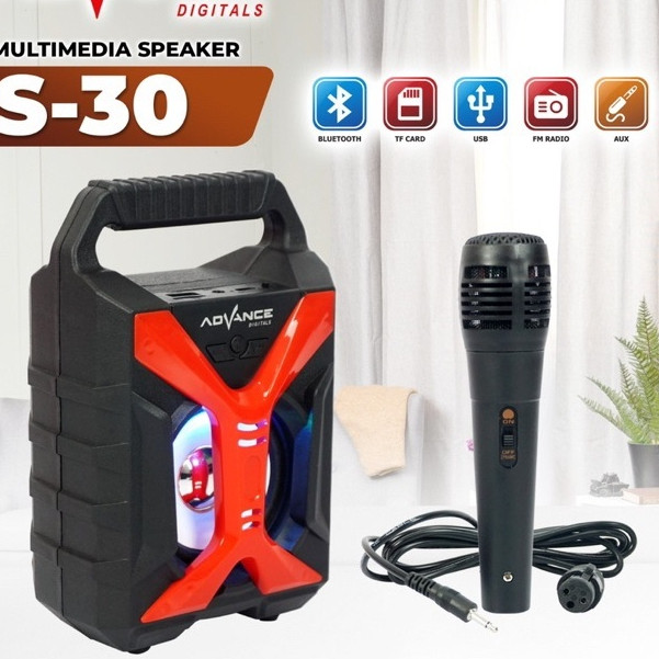 SPEAKER BLUETOOTH ADVANCE S30 FREE MIC KARAOKE/ Speaker WIRELESS /SALON AKTIF Musik Super BASS PORTA
