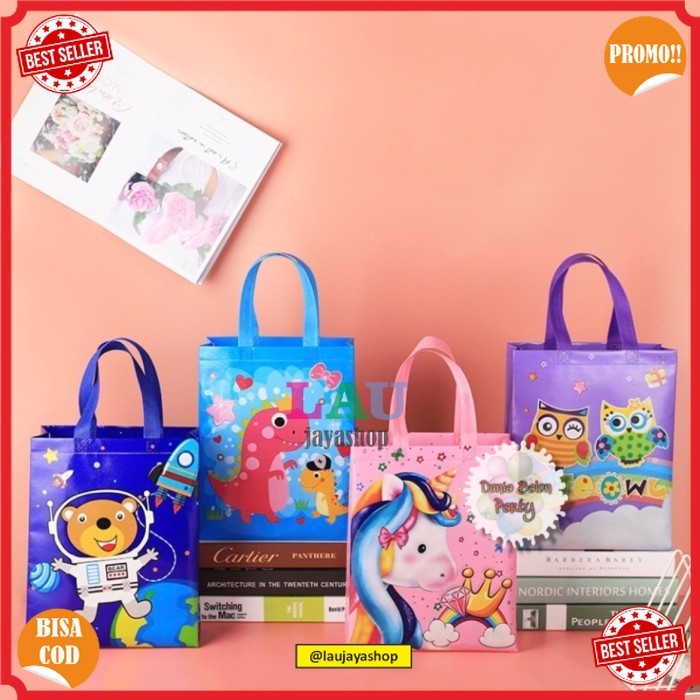 

(DBPT) LAU JAYA SHOP [ 12PCS ] Tas Souvenir Ulang Tahun / Goodie Bag Ultah / Tas Hampers M - Baby Dino