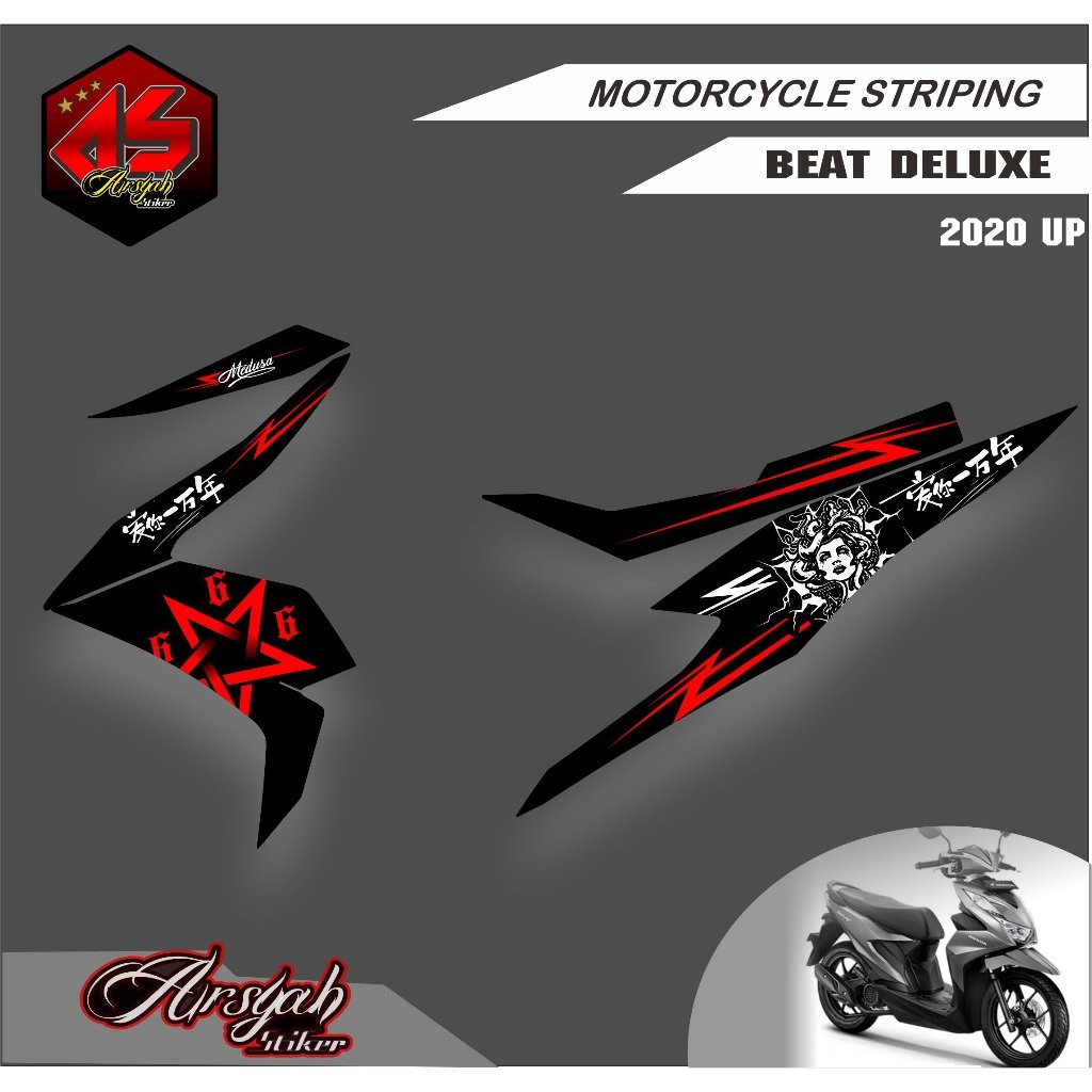 STRIPING BEAT DELUXE STIKER BEAT DELUXE STRIPING VARIASI BEAT DELUXE STRIPING BEAT MEDUSA