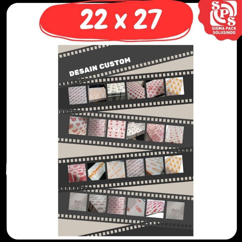 

Bungkus Nasi Desain Custom 22x27 Printing Desain Bebas Kertas Foodgrade laminasi Putih MEDIAPACK