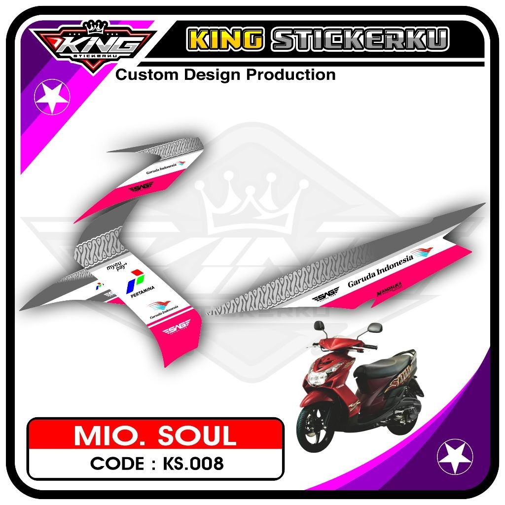 Stiker Mio Soul Karbu / Lama - Decal Sticker Striping Standar Mio Soul Karbu Motif Mandalika KS.08