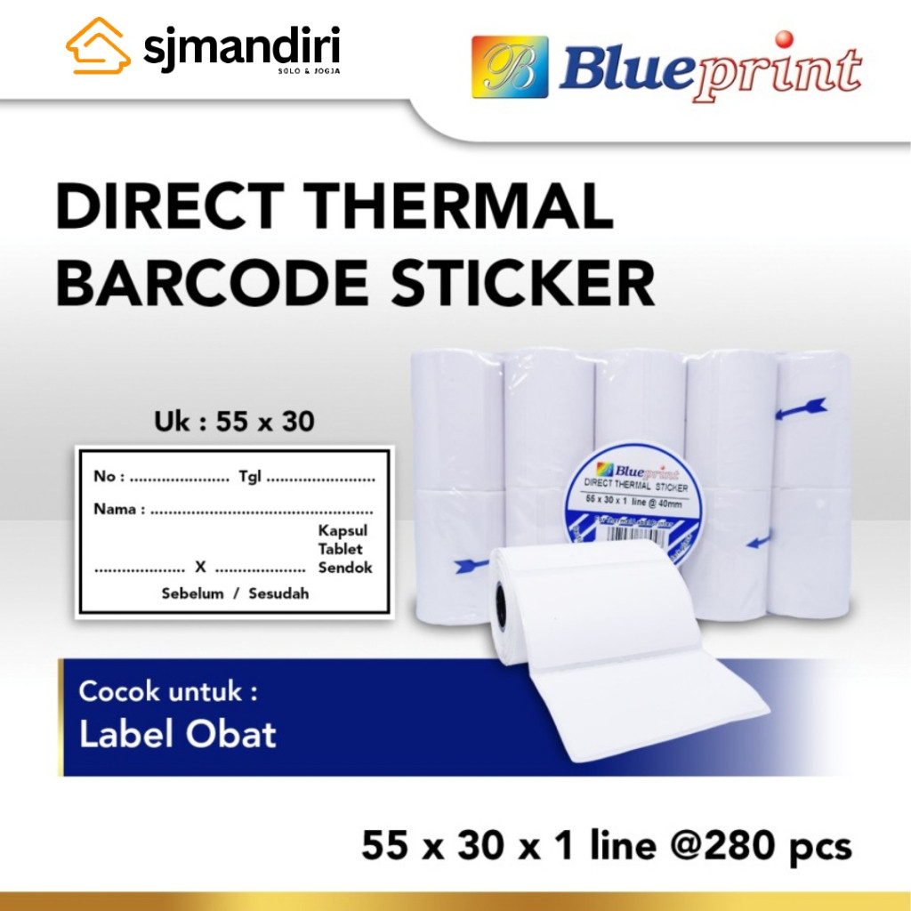 

Label Stiker BLUEPRINT 55x30 @40mm isi 280 Pcs Stiker Barcode