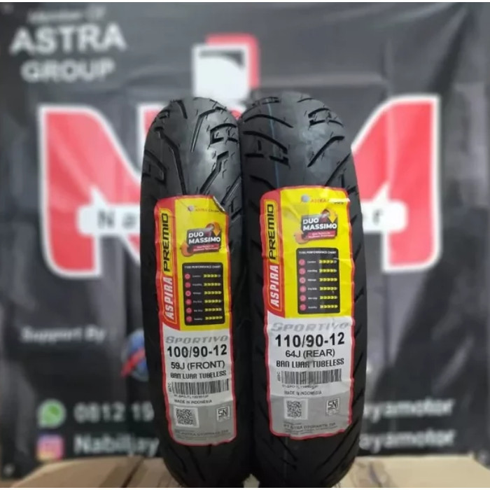 SEPASANG / SATUAN BAN MOTOR SCOOPY RING 12 ASPIRA SPORTIVO DEPAN BELAKANG SEPASANG SCOOPY GENIO